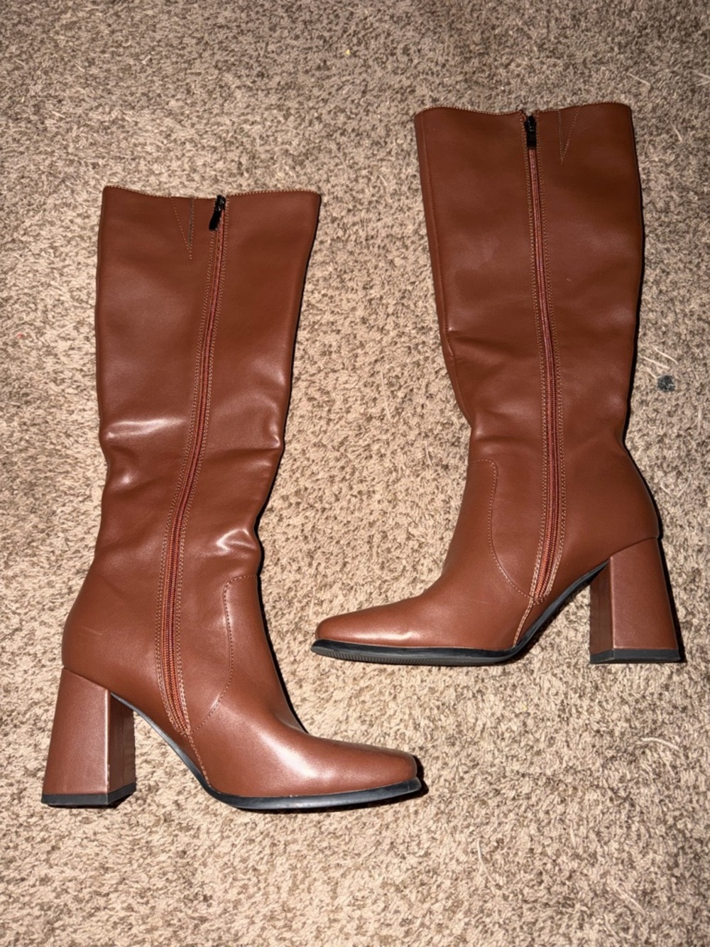 Women’s Classic Tall Brown Block Heel Boots